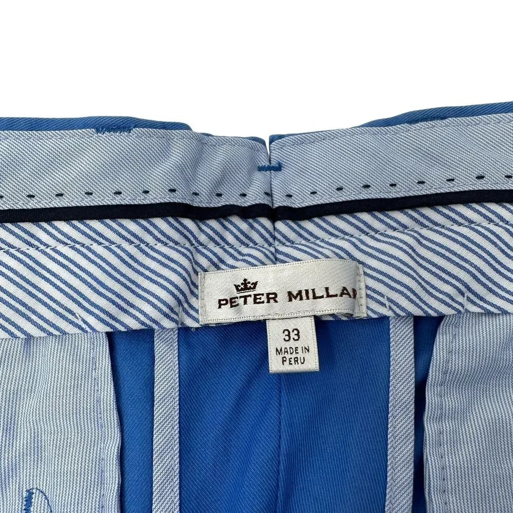 Peter Millar Blue Casual Chino Golf Pants Pima Cotton Spandex Size 33 Stretch‎